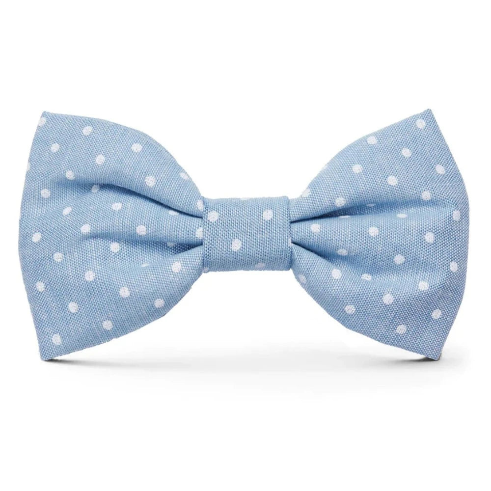 Chambray Dots Dog Bow Tie