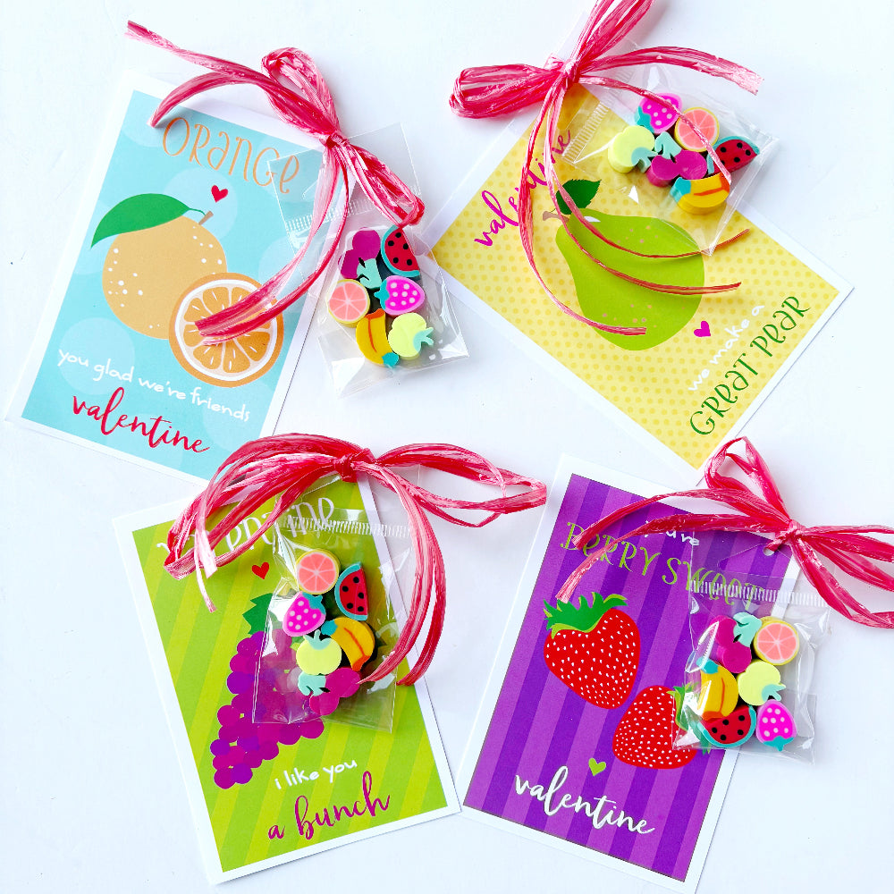 Fruit Mini Erasers Valentines (individual)