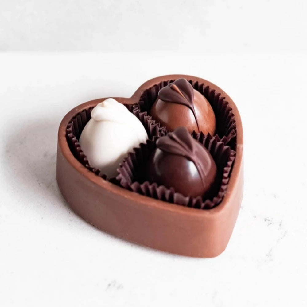 Milk Chocolate Heart Box with 3 Truffles