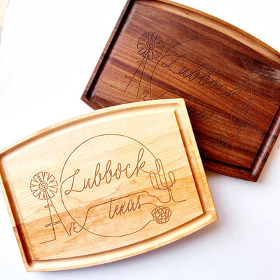 Lubbock Outline Arched Serving Board 9" x 12"