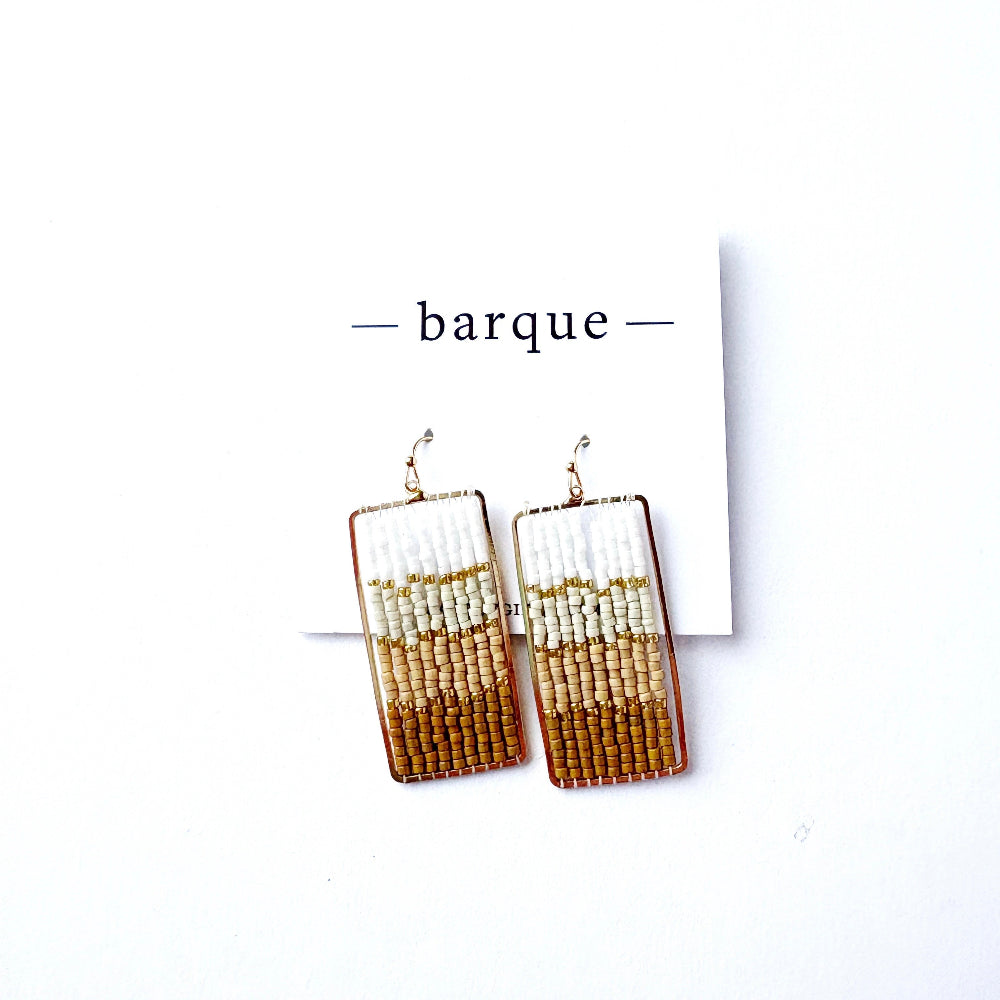 Beaded Rectangle Drop Earrings