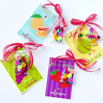 Fruit Mini Erasers Valentines (individual)