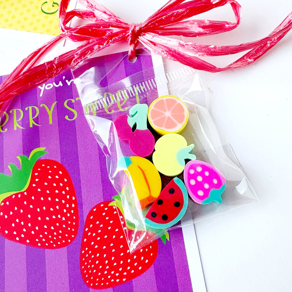 Fruit Mini Erasers Valentines (individual)