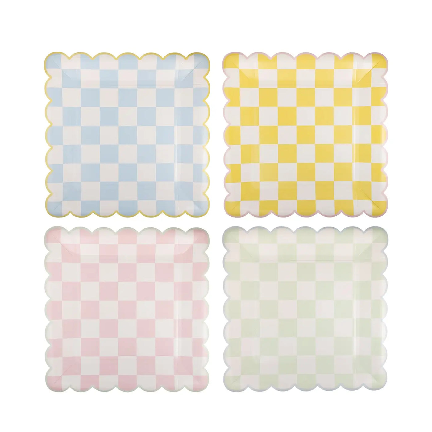 Checked Square Scallop Plate Set