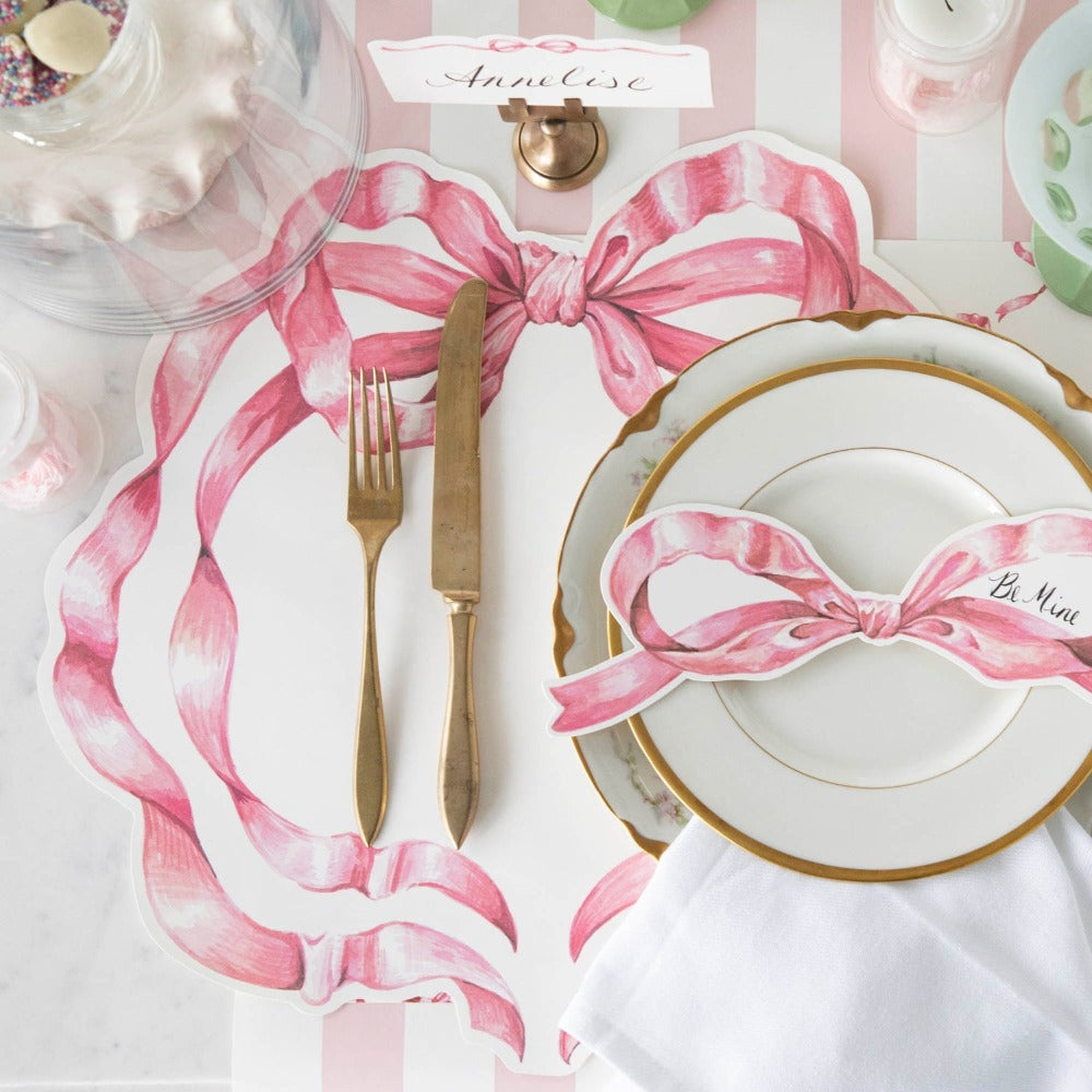 Pink Bow Paper Table Decor