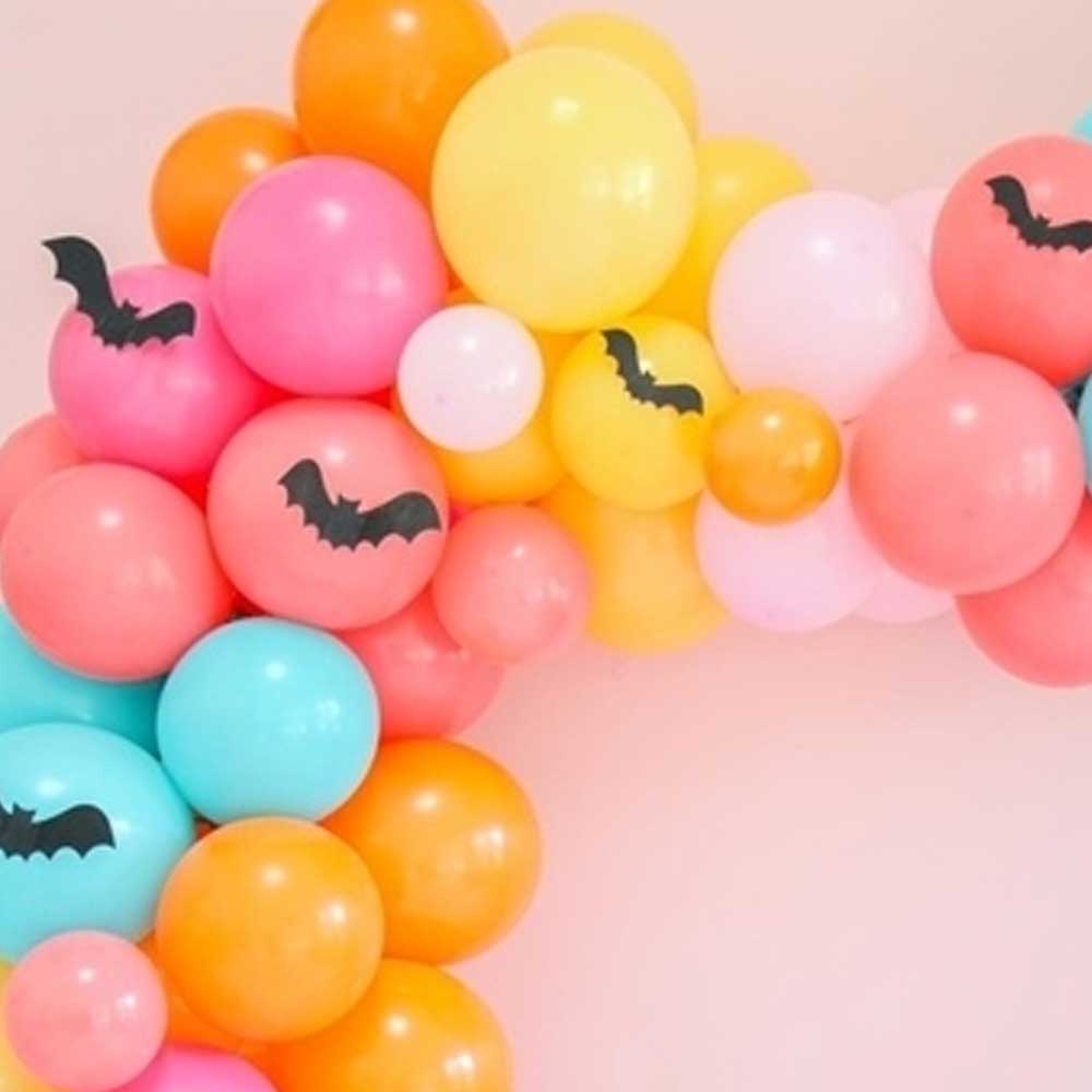 DIY Colorful Bats Halloween Balloon Garland