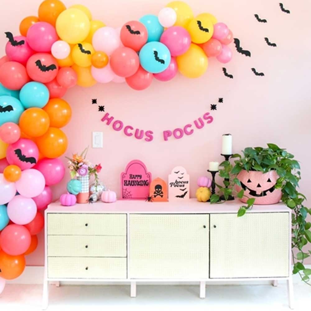 DIY Colorful Bats Halloween Balloon Garland