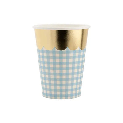 Gingham Cups with Gold Scallop