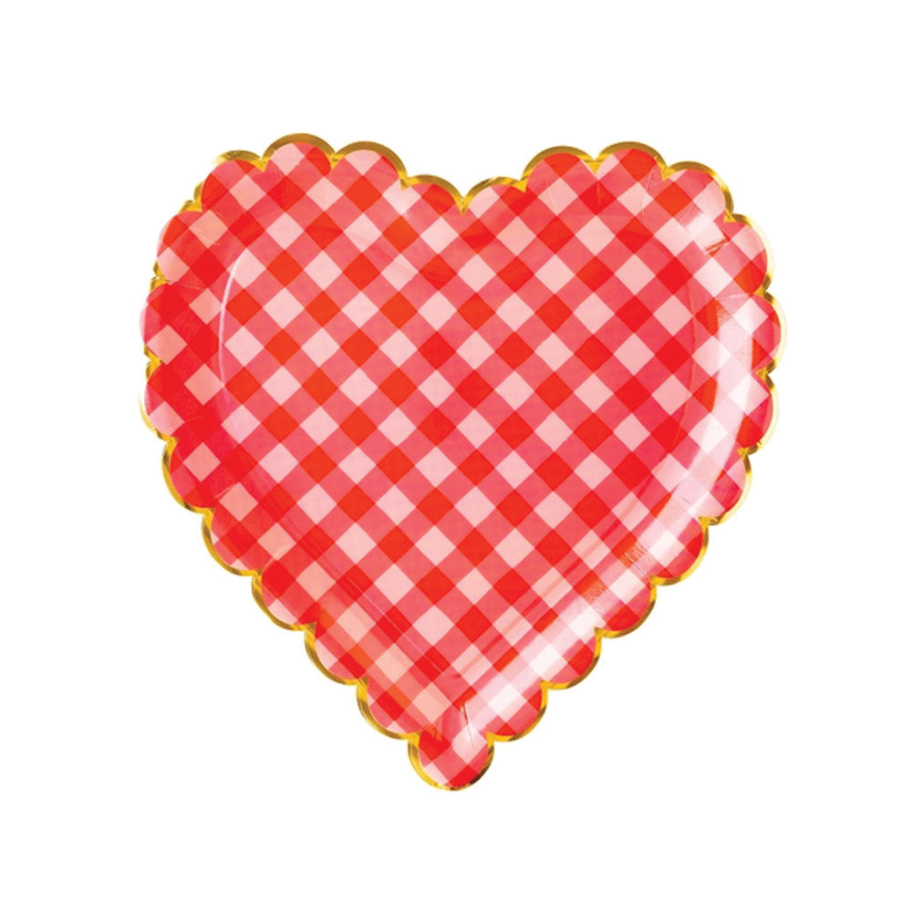 Checkered Heart Shaped Paper Plates