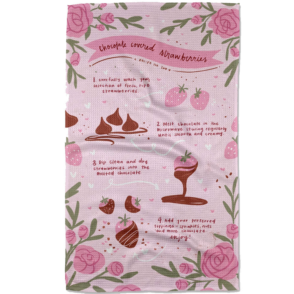 Chocolate Covered Strawberries Kitchen Tea Towel