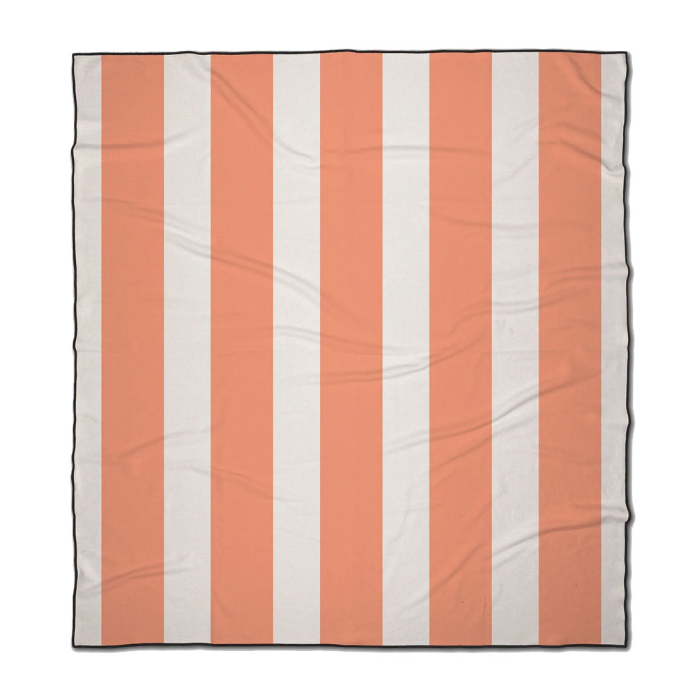 Coral Stripes Beach Blanket