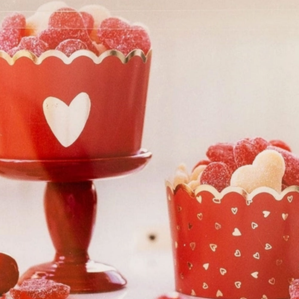 Red/Gold Foil  Heart Baking/Food Cups