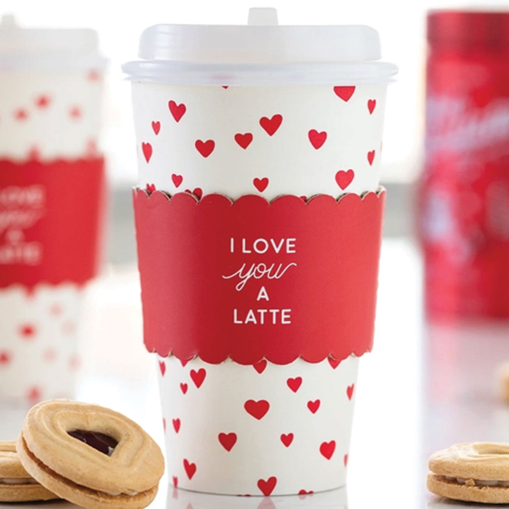 Love you a Latte Paper Cups w/Lids