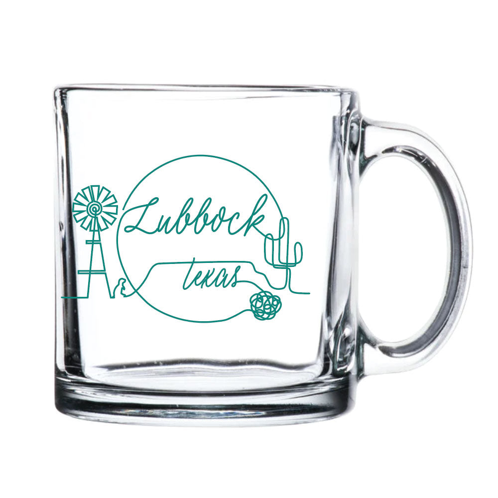 Lubbock Outline Glass Mug