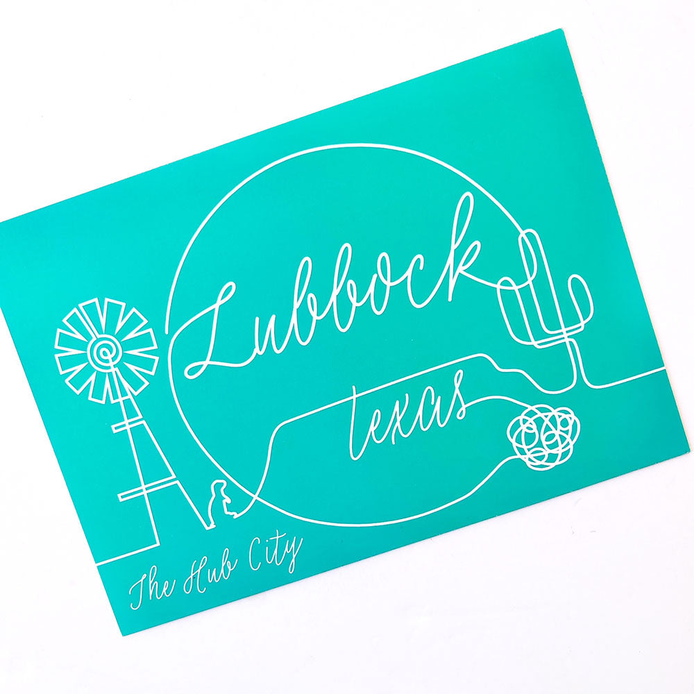 Lubbock Outline Postcard