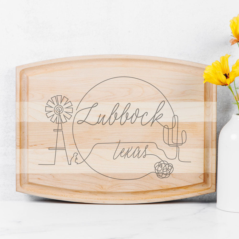 Lubbock Outline Arched Serving Board 9" x 12"