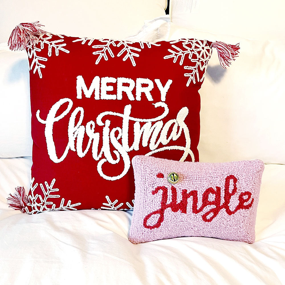 Merry Christmas & Jingle w/Bell Pillows