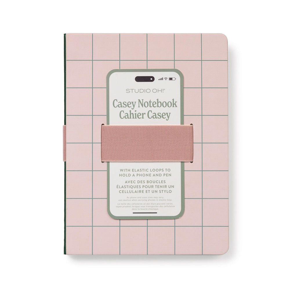 Peach & Green Grid Notebook with Phone Loop