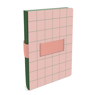 Peach & Green Grid Notebook with Phone Loop