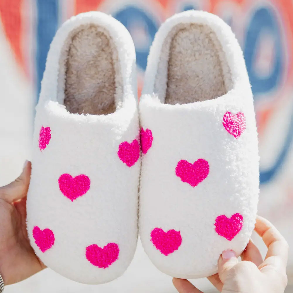 Pink Hearts All Over Slippers