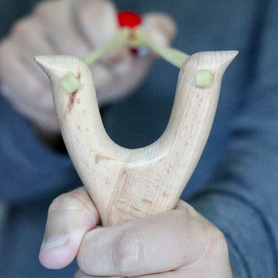 Wooden Slingshot w/Felt Balls