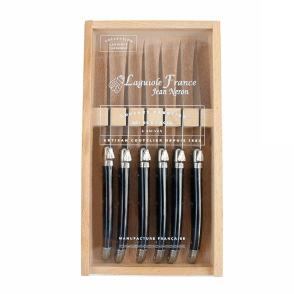 Laguiole Black Steak Knives Gift Box (set of 6)