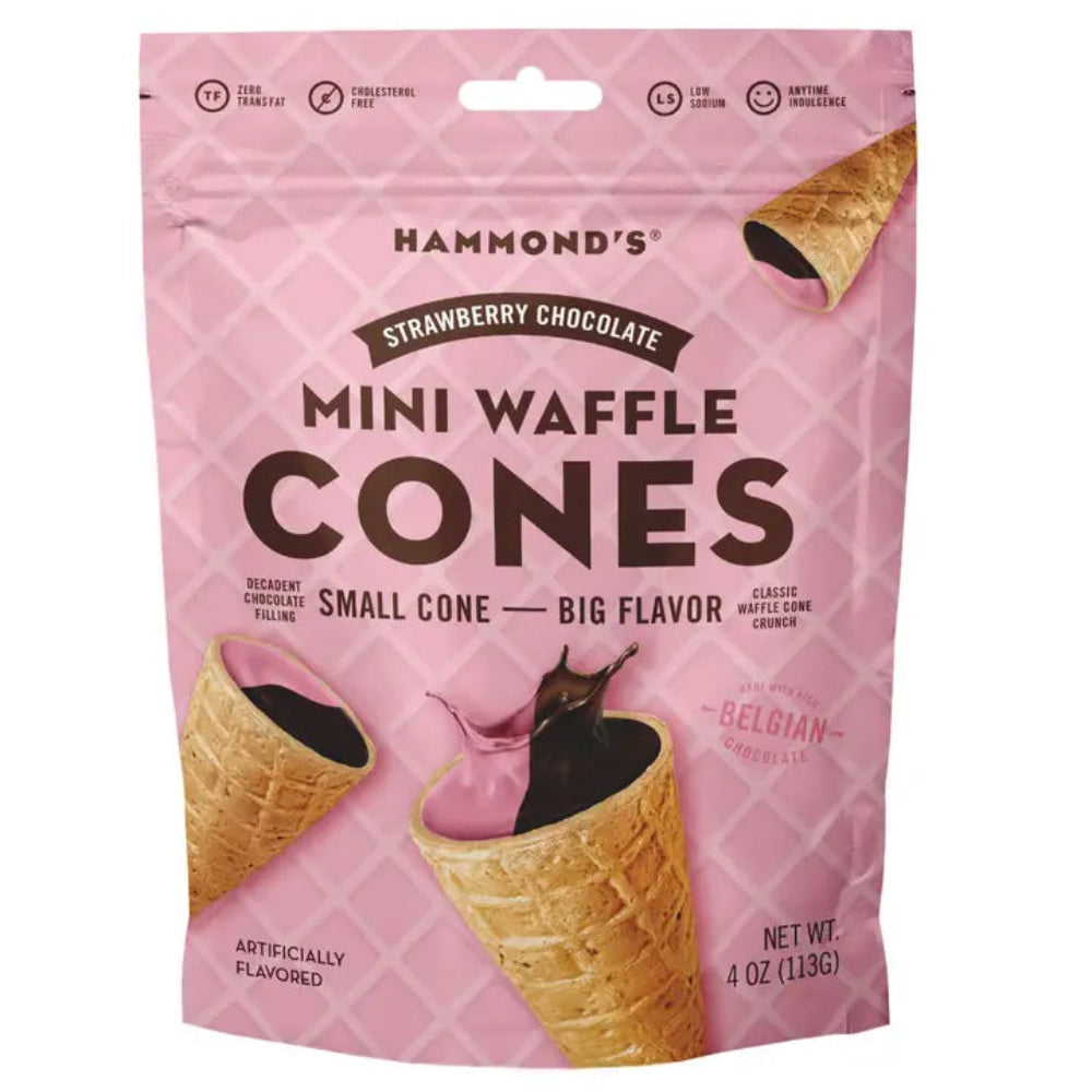 Strawberry Creme Filled Mini Waffle Cones