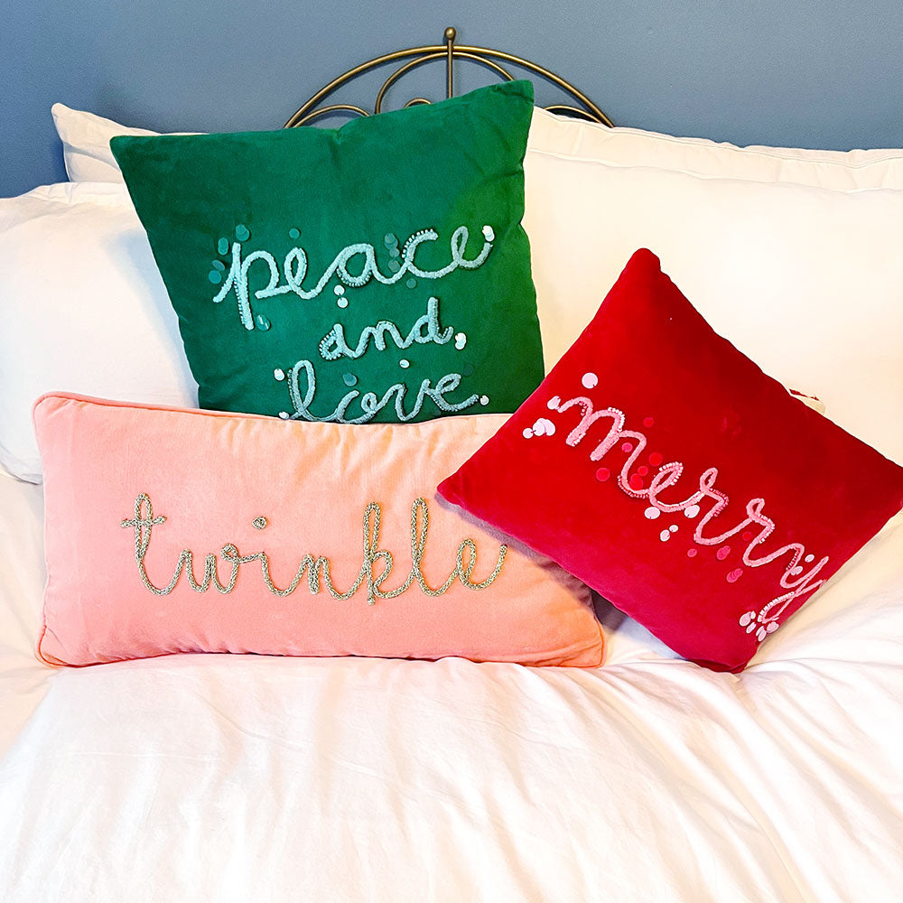 Velvet Christmas Words Pillows