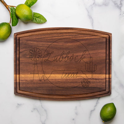 Lubbock Outline Arched Serving Board 9" x 12"