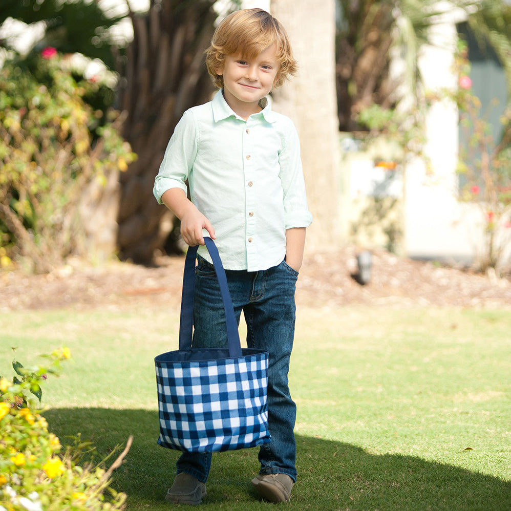 Navy Check Easter Basket - Barque Gifts