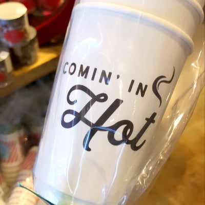 Comin' in Hot Paper Cups + Lids (16 oz)