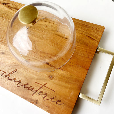 Charcuterie Wooden Plank with Gold Handles