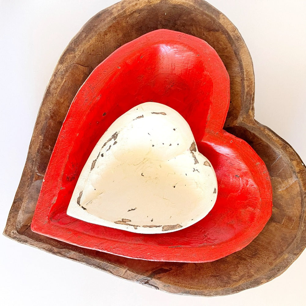 Heart Carved Dough Bowl