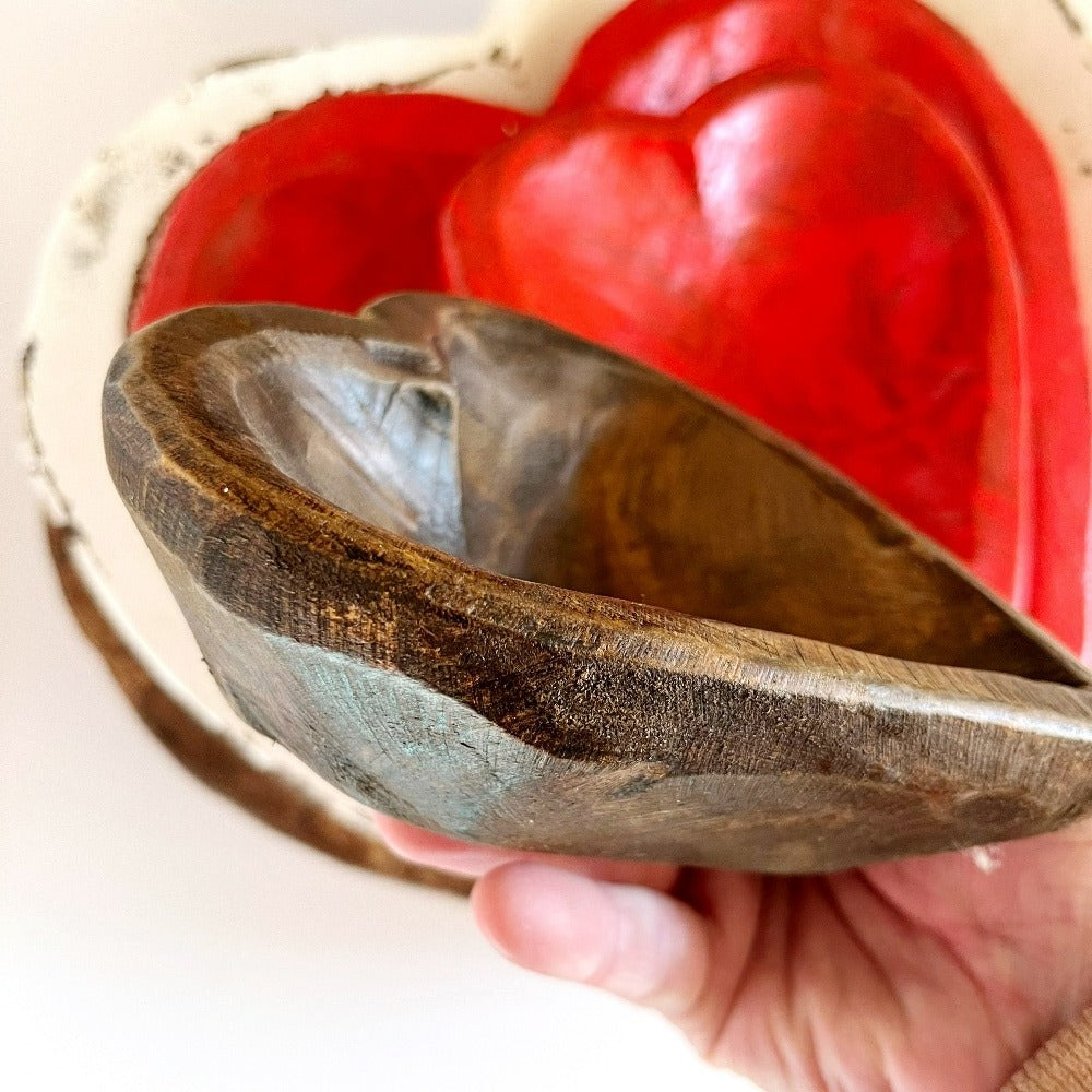 Heart Carved Dough Bowl