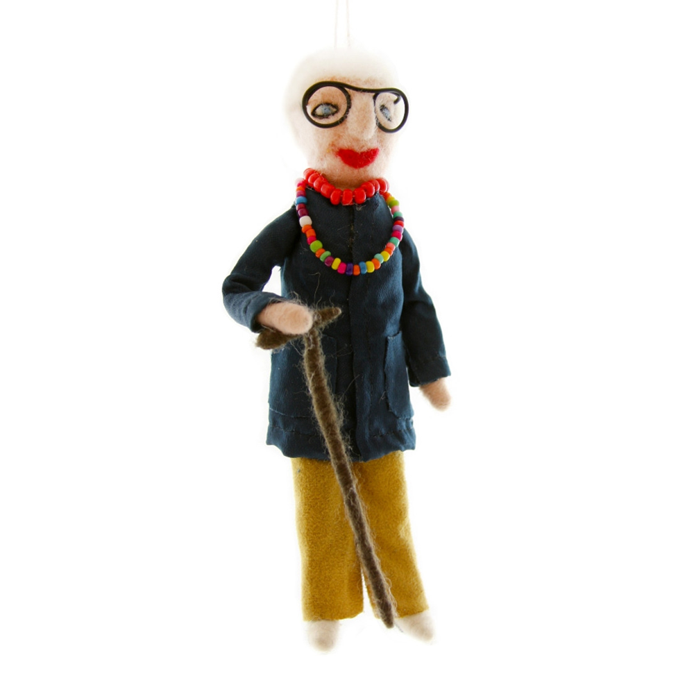 Felt Iris Apfel Ornament