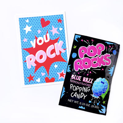 Blue You Rock Pop Rocks Candy Valentine