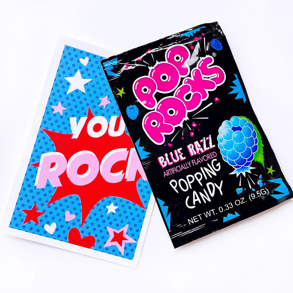 Blue You Rock Pop Rocks Candy Valentine