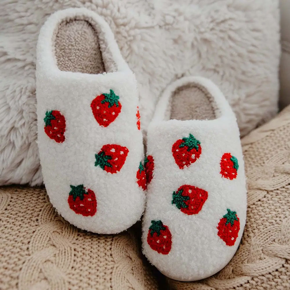 White Strawberry Slippers